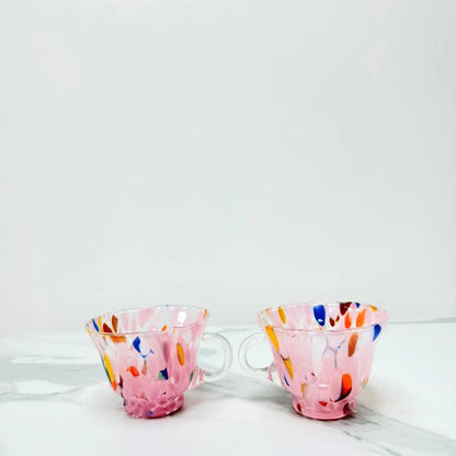 Cappuccinokop "Campanella" i rosa muranoglas
