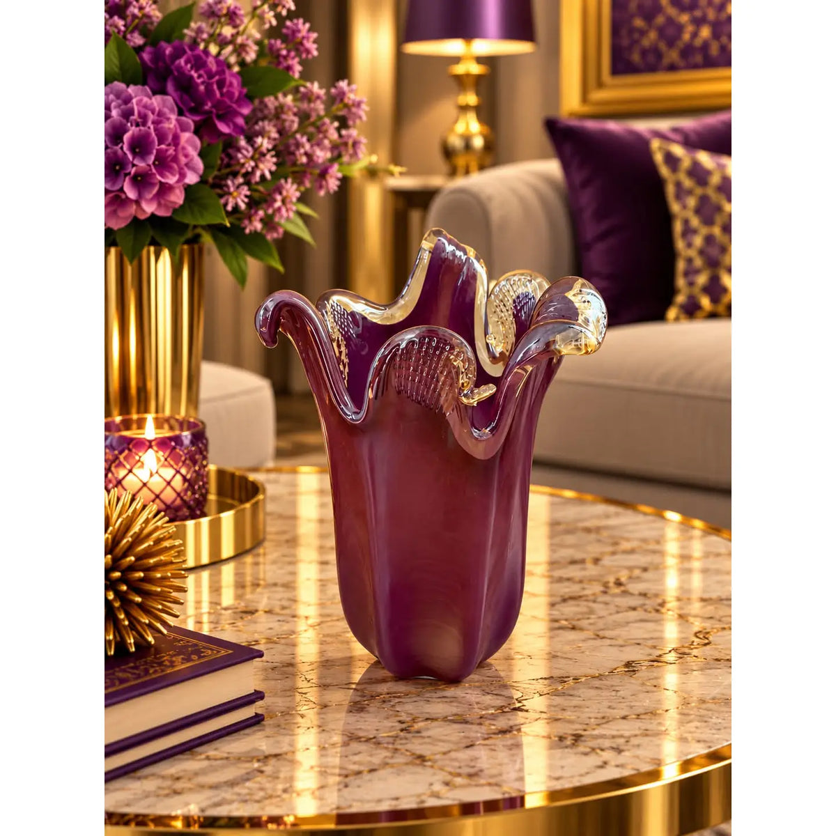 Vaso Venezia -  Lilla i Murano-glas - H 25 cm.