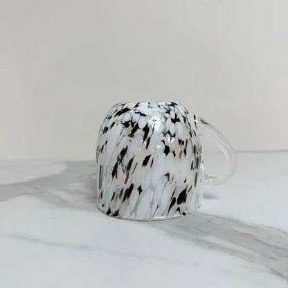 Cappuccino-kop, hvid og sort, i Murano-glas, 250 ml