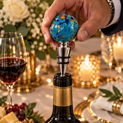 Tyrkis prop til vinflasker i Murano-glas