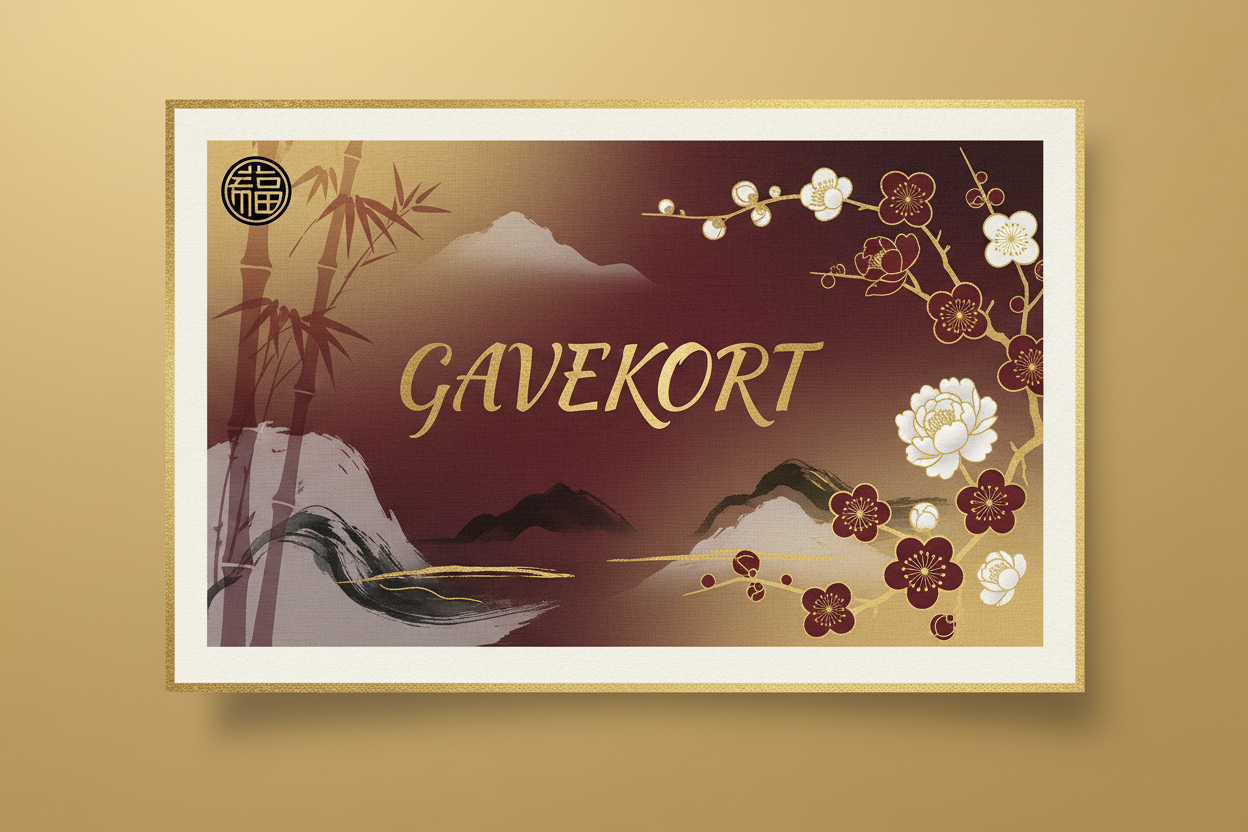 Elegant orientalsk design med teksten gavekort