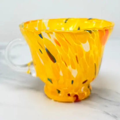 Cappuccino-kop - Campanella - gul okker i Murano-glas