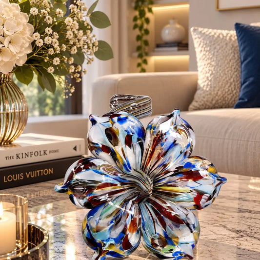 Blomst med 6 kronblade - millefiori-lysestage i Murano-glas