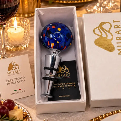 Blå prop til vinflasker i Murano-glas