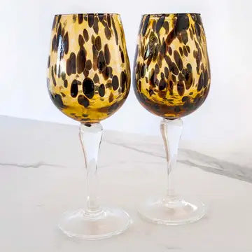 Bicchiere da vino - fra Animalier-kollektionen med transparent Murano-fod - H 24 cm.
