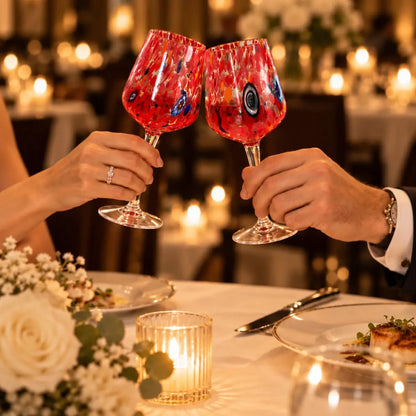Bicchiere da vino  - kollektion B8 rød i muranoglas