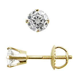 14K Yellow Gold Stud Earrings - 2 x 0,25 ct diamanter.