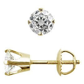 14K Yellow Gold Stud Earrings - 2 x 0,35 ct Diamonds