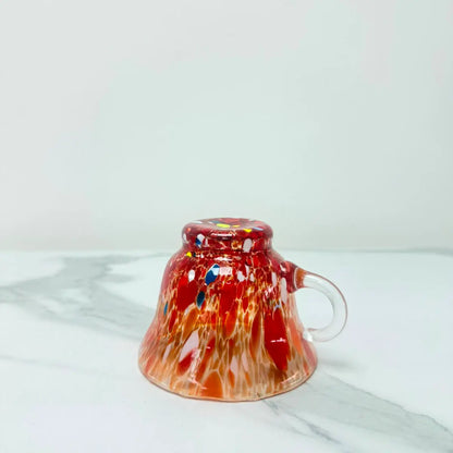 Rød Campanella cappuccino-kop i muranoglas