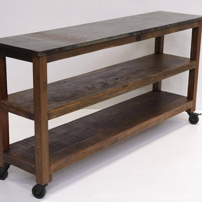 Konsolbord med metaltop og hylder