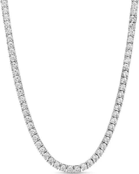 Tennis halskæde, sølv, lab. Moissanite, B: 2 mm, flere længder.