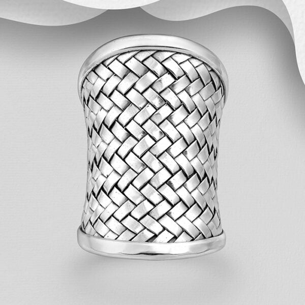 SILVER RING OXIDIZED WEAVE